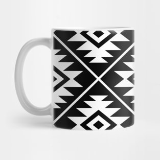 Aztec Symbol Big Pattern White on Black Mug